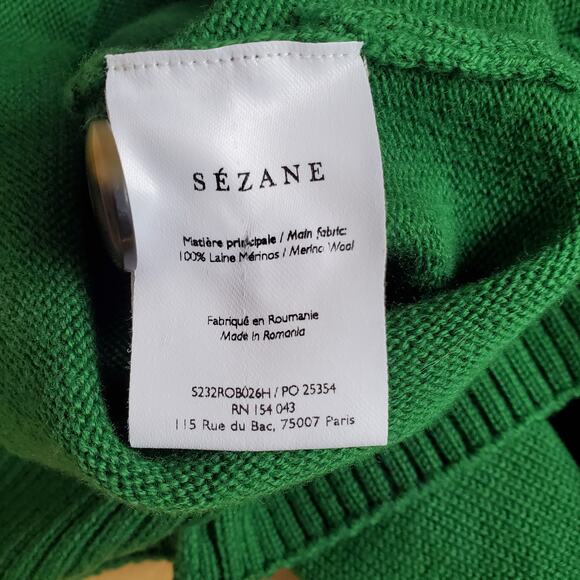 Sezane Mathie Dress Long Sleeve Jumper Kelly Green 100% Merino Wool Size Large - Picture 8 of 9